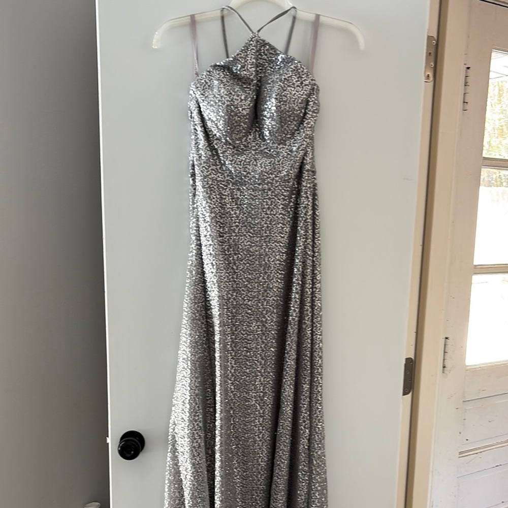 Elegant Silver Evening Gown